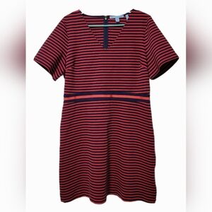 Draper James Orange And Navy Blue Striped Dress